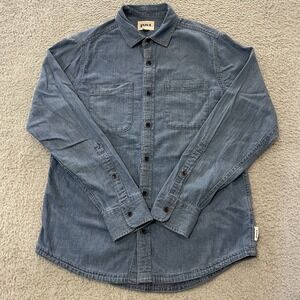 Pact Chambray Button Up Shirt Mens S (Fits M) Oversized Organic Cotton Denim